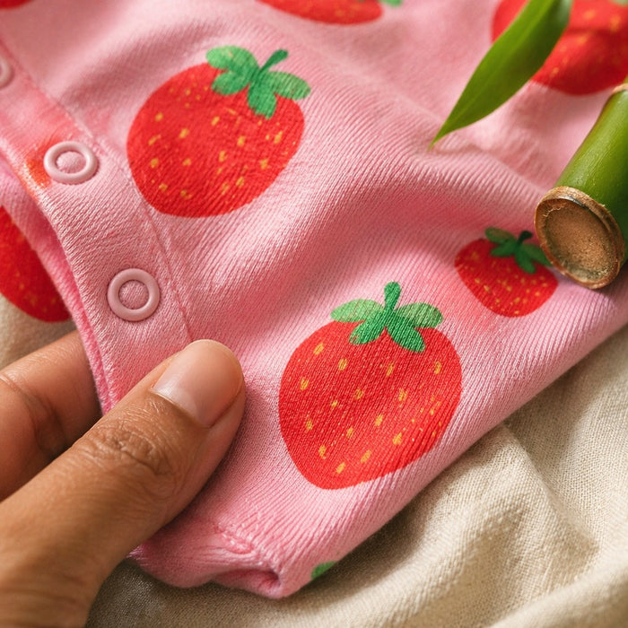 Mimi Baby Jhabla | Strawberry Patch | Blossom | Bamboo-Cotton, Tagless, 3× Softer | 0-9M