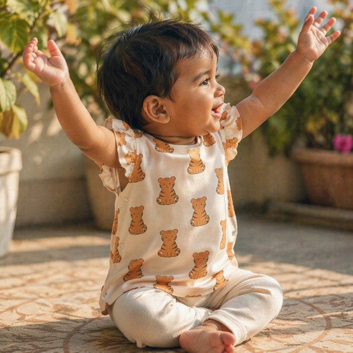 Mimi Baby Jhabla | Tiger Cub | Safari Tales | Bamboo-Cotton, Tagless, 3× Softer | 0-9M