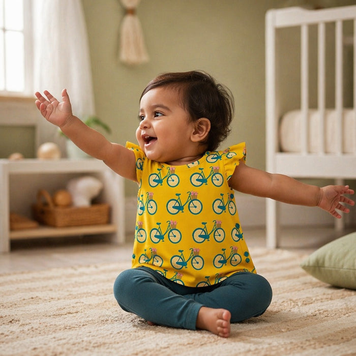 Mimi Baby Jhabla | Vintage Bicycle | Little Voyager | Bamboo-Cotton, Tagless, 3× Softer | 0-9M