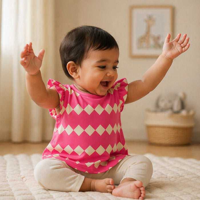 Mimi Baby Jhabla | Zigzag | Geo Play | Bamboo-Cotton, Tagless, 3× Softer | 0-9M