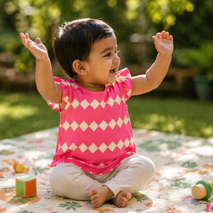Mimi Baby Jhabla | Zigzag | Geo Play | Bamboo-Cotton, Tagless, 3× Softer | 0-9M