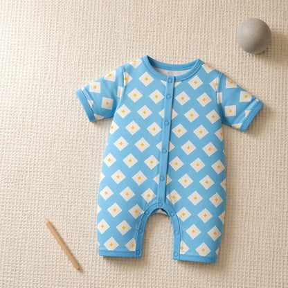 Mimi Baby Romper | Argyle | Geo Play | Bamboo-Cotton, 3× Softer, Tagless | 0-24M