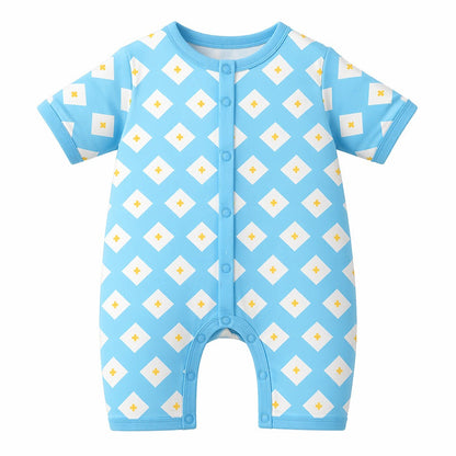 Mimi Baby Romper | Argyle | Geo Play | Bamboo-Cotton, 3× Softer, Tagless | 0-24M