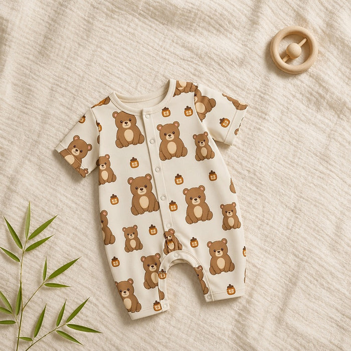 Mimi Baby Romper | Bear Cub | Safari Tales | Bamboo-Cotton, 3× Softer, Tagless | 0-24M