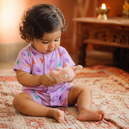 Mimi Baby Romper | Butterfly Garden | Blossom | Bamboo-Cotton, 3× Softer, Tagless | 0-24M