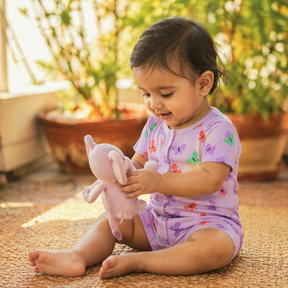 Mimi Baby Romper | Butterfly Garden | Blossom | Bamboo-Cotton, 3× Softer, Tagless | 0-24M