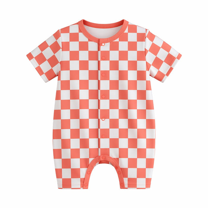 Mimi Baby Romper | Checkerboard | Geo Play | Bamboo-Cotton, 3× Softer, Tagless | 0-24M