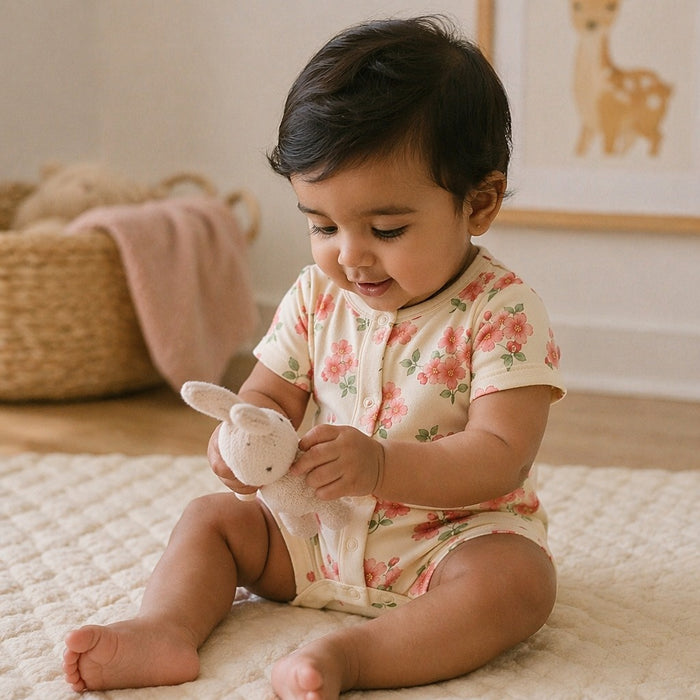 Mimi Baby Romper | Cherry Blossom | Blossom | Bamboo-Cotton, 3× Softer, Tagless | 0-24M