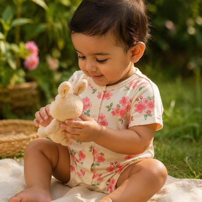 Mimi Baby Romper | Cherry Blossom | Blossom | Bamboo-Cotton, 3× Softer, Tagless | 0-24M