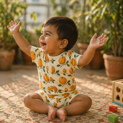 Mimi Baby Romper | Citrus Grove | Orchard | Bamboo-Cotton, 3× Softer, Tagless | 0-24M