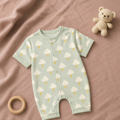 Mimi Baby Romper | Cloud + Lightning | Monsoon Magic | Bamboo-Cotton, 3× Softer, Tagless | 0-24M