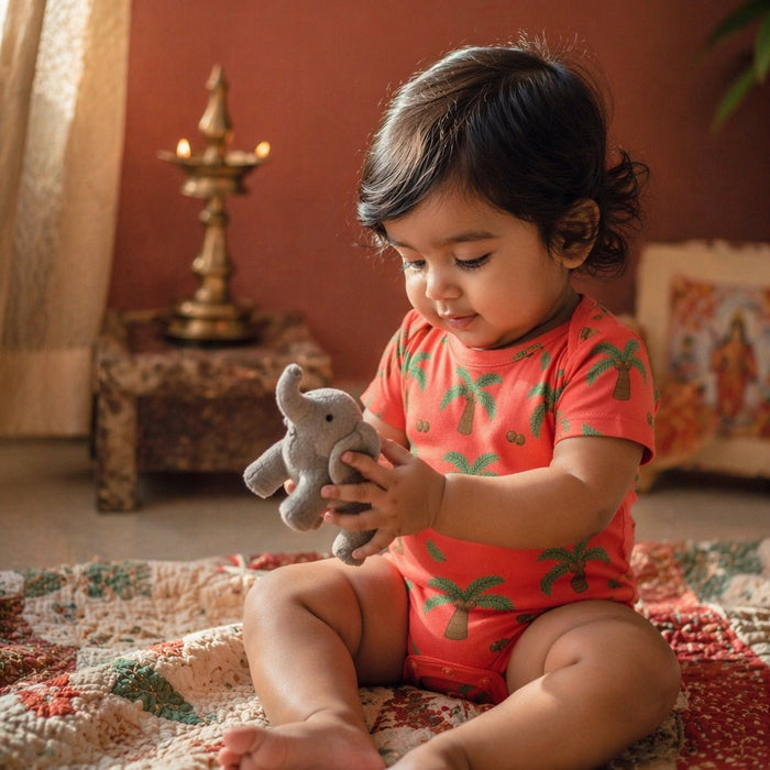 Mimi Baby Romper | Coconut Palm | Tropicale | Bamboo-Cotton, 3× Softer, Tagless | 0-24M