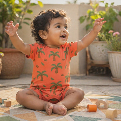 Mimi Baby Romper | Coconut Palm | Tropicale | Bamboo-Cotton, 3× Softer, Tagless | 0-24M