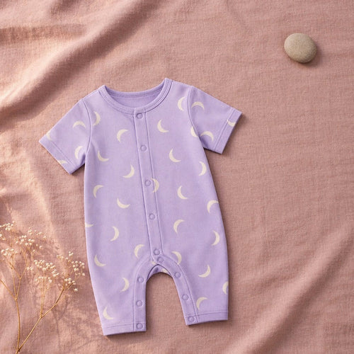 Mimi Baby Romper | Crescent Moon Scatter | Monsoon Magic | Bamboo-Cotton, 3× Softer, Tagless | 0-24M