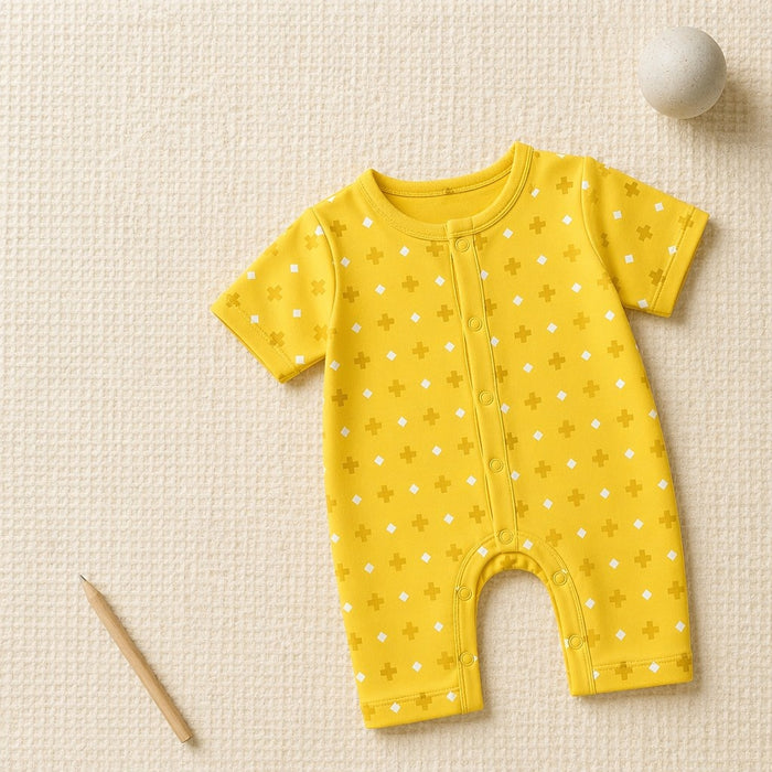 Mimi Baby Romper | Cross & Diamond | Geo Play | Bamboo-Cotton, 3× Softer, Tagless | 0-24M