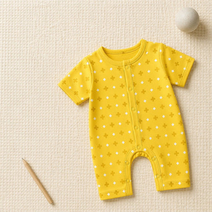 Mimi Baby Romper | Cross & Diamond | Geo Play | Bamboo-Cotton, 3× Softer, Tagless | 0-24M
