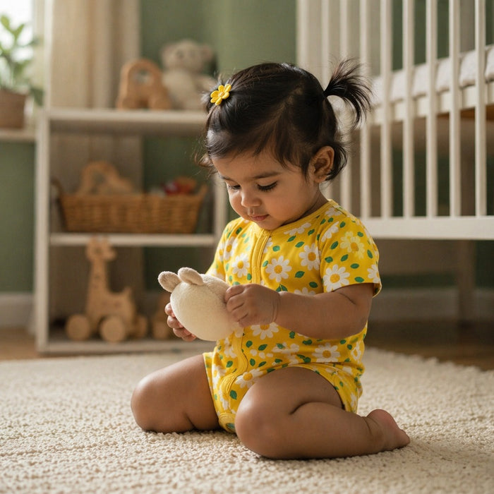 Mimi Baby Romper | Daisy Chain | Blossom | Bamboo-Cotton, 3× Softer, Tagless | 0-24M