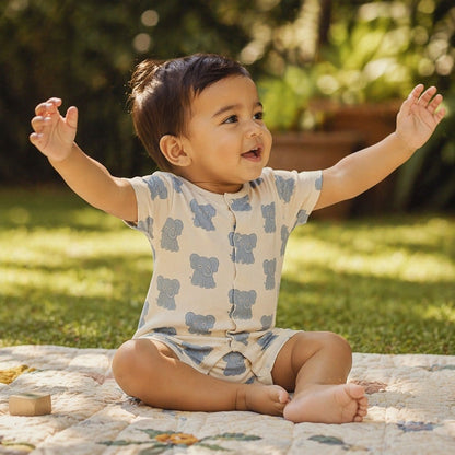 Mimi Baby Romper | Elephant Parade | Safari Tales | Bamboo-Cotton, 3× Softer, Tagless | 0-24M