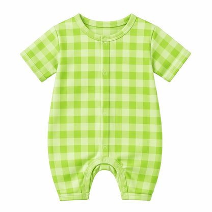 Mimi Baby Romper | Gingham | Geo Play | Bamboo-Cotton, 3× Softer, Tagless | 0-24M
