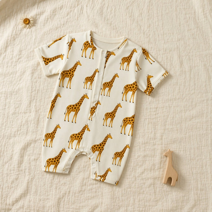 Mimi Baby Romper | Giraffe Royale | Safari Tales | Bamboo-Cotton, 3× Softer, Tagless | 0-24M