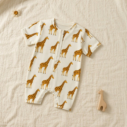 Mimi Baby Romper | Giraffe Royale | Safari Tales | Bamboo-Cotton, 3× Softer, Tagless | 0-24M