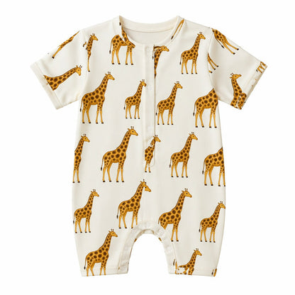 Mimi Baby Romper | Giraffe Royale | Safari Tales | Bamboo-Cotton, 3× Softer, Tagless | 0-24M