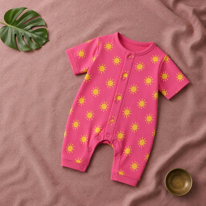 Mimi Baby Romper | Golden Sun | Monsoon Magic | Bamboo-Cotton, 3× Softer, Tagless | 0-24M