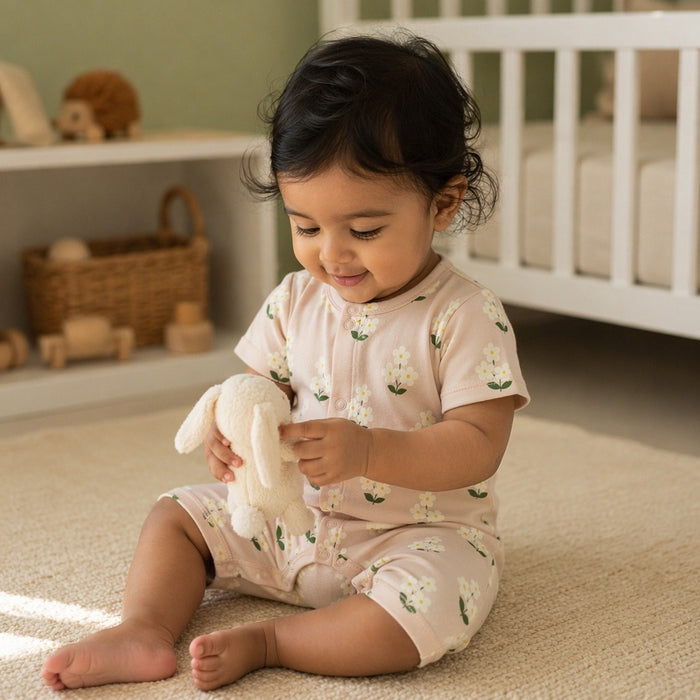Mimi Baby Romper | Jasmine Bunch | Tropicale | Bamboo-Cotton, 3× Softer, Tagless | 0-24M
