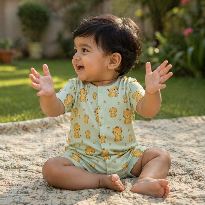 Mimi Baby Romper | Lion Cub | Safari Tales | Bamboo-Cotton, 3× Softer, Tagless | 0-24M