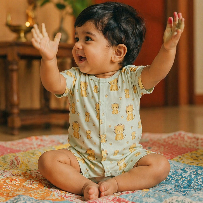 Mimi Baby Romper | Lion Cub | Safari Tales | Bamboo-Cotton, 3× Softer, Tagless | 0-24M