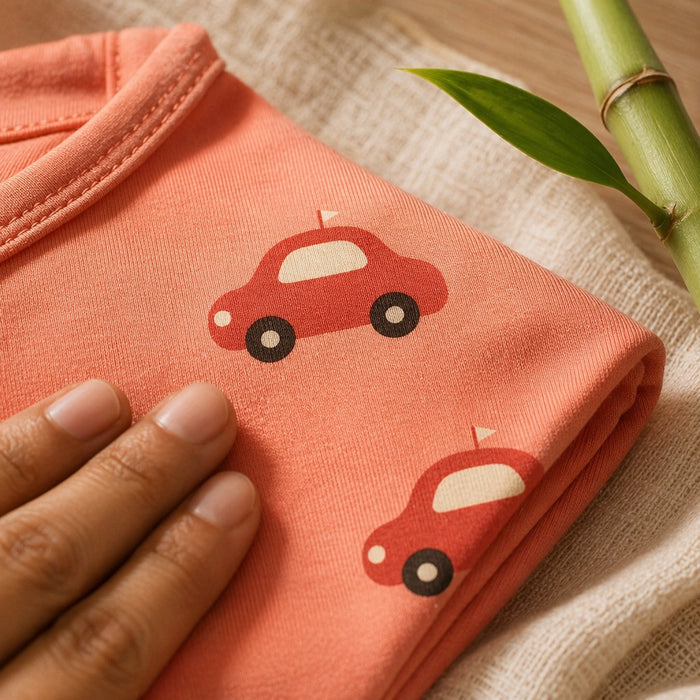 Mimi Baby Romper | Little Car | Little Voyager | Bamboo-Cotton, 3× Softer, Tagless | 0-24M