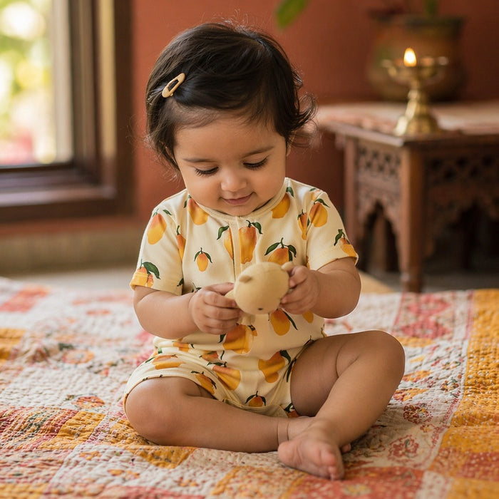 Mimi Baby Romper | Mango Grove | Orchard | Bamboo-Cotton, 3× Softer, Tagless | 0-24M