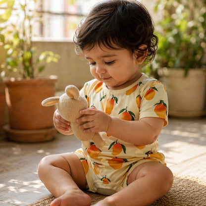 Mimi Baby Romper | Mango Grove | Orchard | Bamboo-Cotton, 3× Softer, Tagless | 0-24M