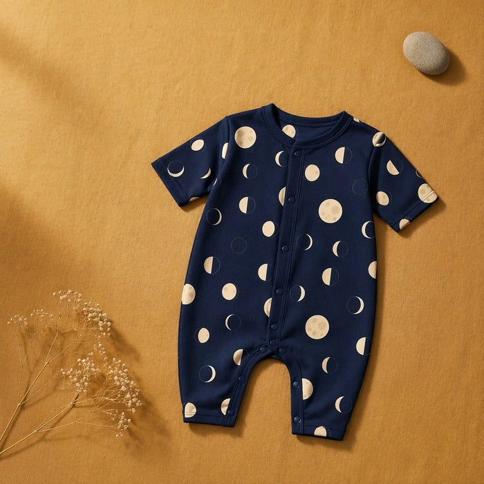 Mimi Baby Romper | Moon Phases | Stardust | Bamboo-Cotton, 3× Softer, Tagless | 0-24M
