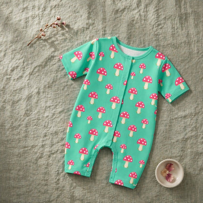 Mimi Baby Romper | Mushroom Magic | Blossom | Bamboo-Cotton, 3× Softer, Tagless | 0-24M