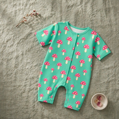 Mimi Baby Romper | Mushroom Magic | Blossom | Bamboo-Cotton, 3× Softer, Tagless | 0-24M
