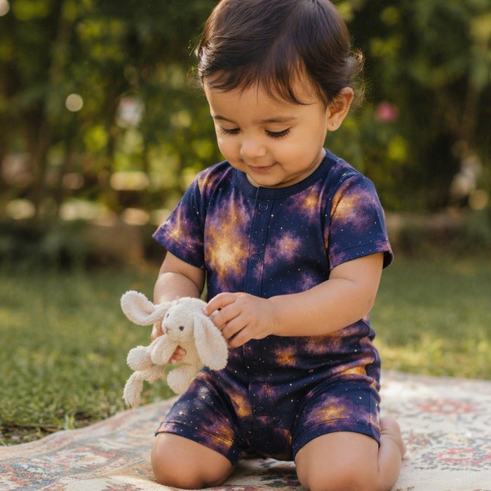 Mimi Baby Romper | Nebula | Stardust | Bamboo-Cotton, 3× Softer, Tagless | 0-24M