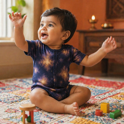 Mimi Baby Romper | Nebula | Stardust | Bamboo-Cotton, 3× Softer, Tagless | 0-24M