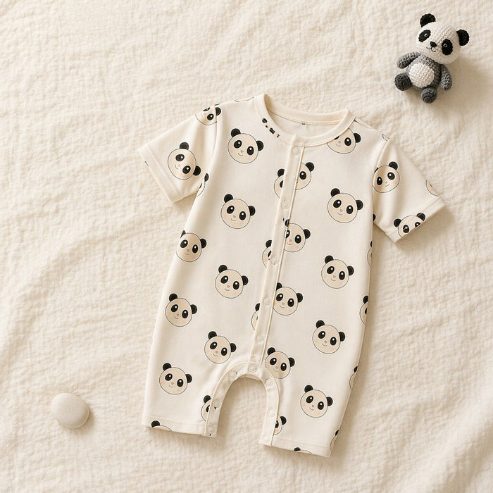 Mimi Baby Romper | Panda Face | Safari Tales | Bamboo-Cotton, 3× Softer, Tagless | 0-24M