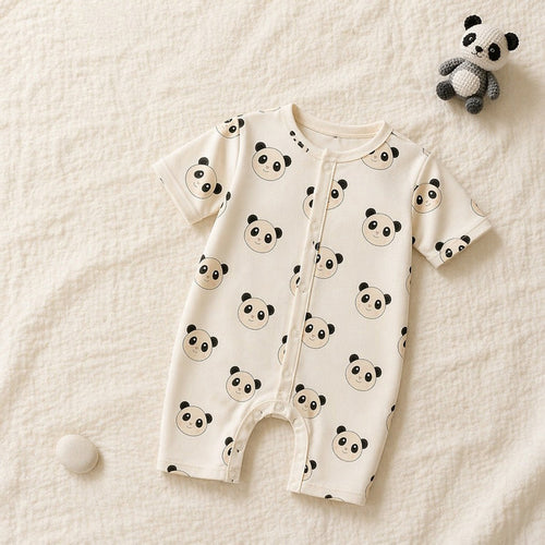 Mimi Baby Romper | Panda Face | Safari Tales | Bamboo-Cotton, 3× Softer, Tagless | 0-24M