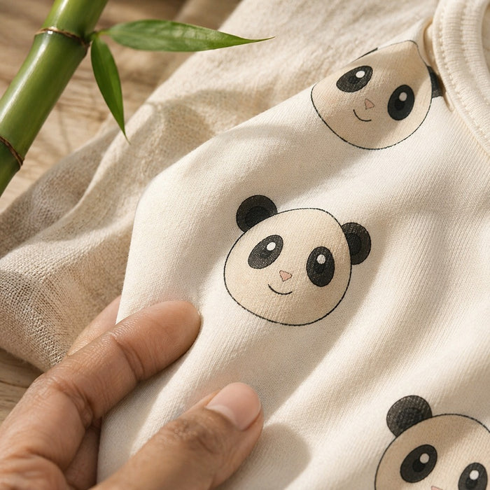 Mimi Baby Romper | Panda Face | Safari Tales | Bamboo-Cotton, 3× Softer, Tagless | 0-24M