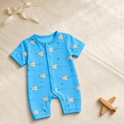 Mimi Baby Romper | Paper Airplane | Little Voyager | Bamboo-Cotton, 3× Softer, Tagless | 0-24M