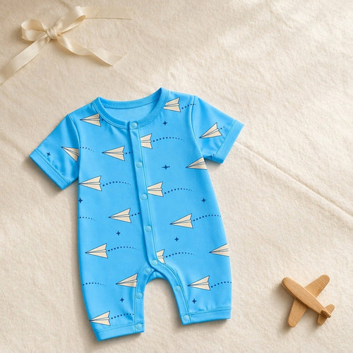 Mimi Baby Romper | Paper Airplane | Little Voyager | Bamboo-Cotton, 3× Softer, Tagless | 0-24M