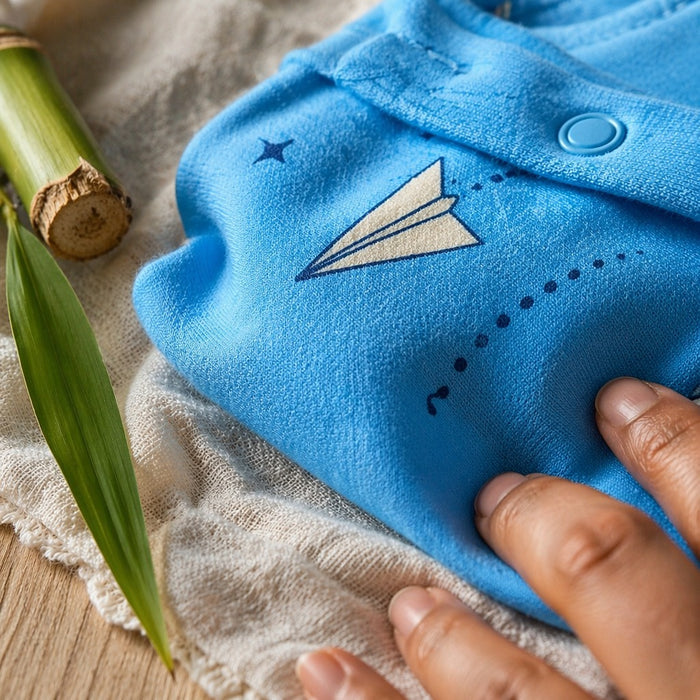 Mimi Baby Romper | Paper Airplane | Little Voyager | Bamboo-Cotton, 3× Softer, Tagless | 0-24M