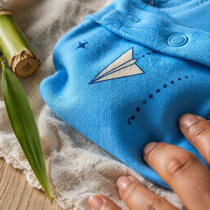 Mimi Baby Romper | Paper Airplane | Little Voyager | Bamboo-Cotton, 3× Softer, Tagless | 0-24M