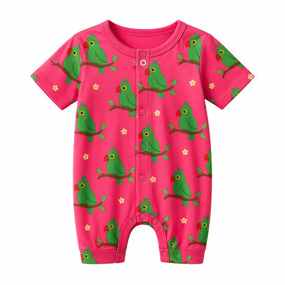 Mimi Baby Romper | Parrot on Branch | Tropicale | Bamboo-Cotton, 3× Softer, Tagless | 0-24M