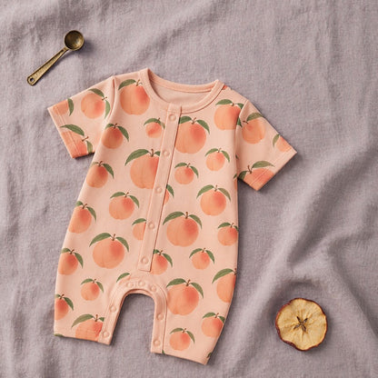 Mimi Baby Romper | Peach Garden | Orchard | Bamboo-Cotton, 3× Softer, Tagless | 0-24M