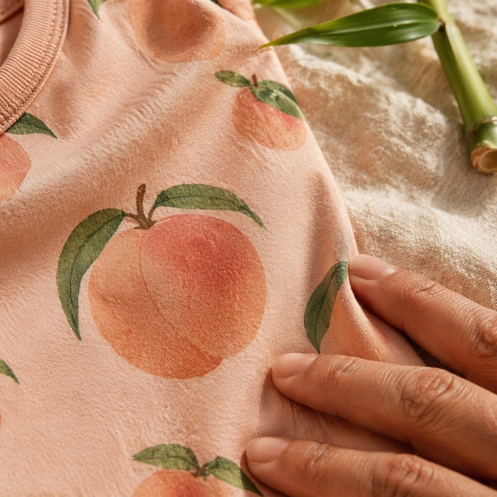 Mimi Baby Romper | Peach Garden | Orchard | Bamboo-Cotton, 3× Softer, Tagless | 0-24M