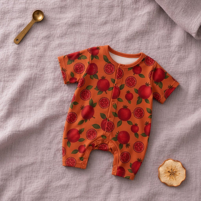 Mimi Baby Romper | Pomegranate Crown | Orchard | Bamboo-Cotton, 3× Softer, Tagless | 0-24M