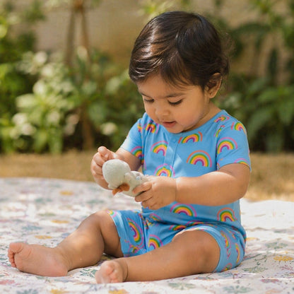 Mimi Baby Romper | Rainbow Arc | Monsoon Magic | Bamboo-Cotton, 3× Softer, Tagless | 0-24M